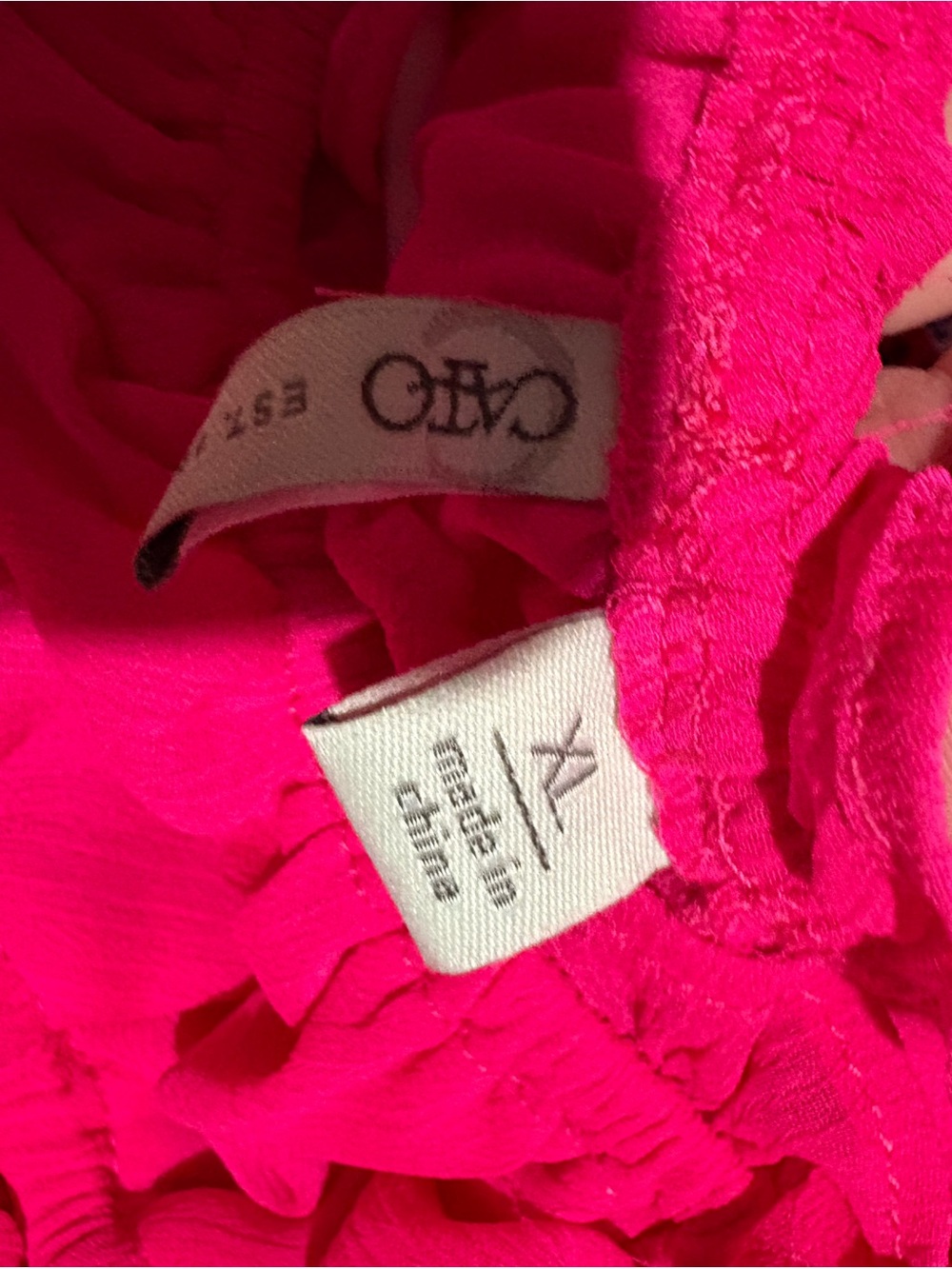 Cato Hot Pink Ruffled Off-Shoulder Blouse - Picture 4 of 4